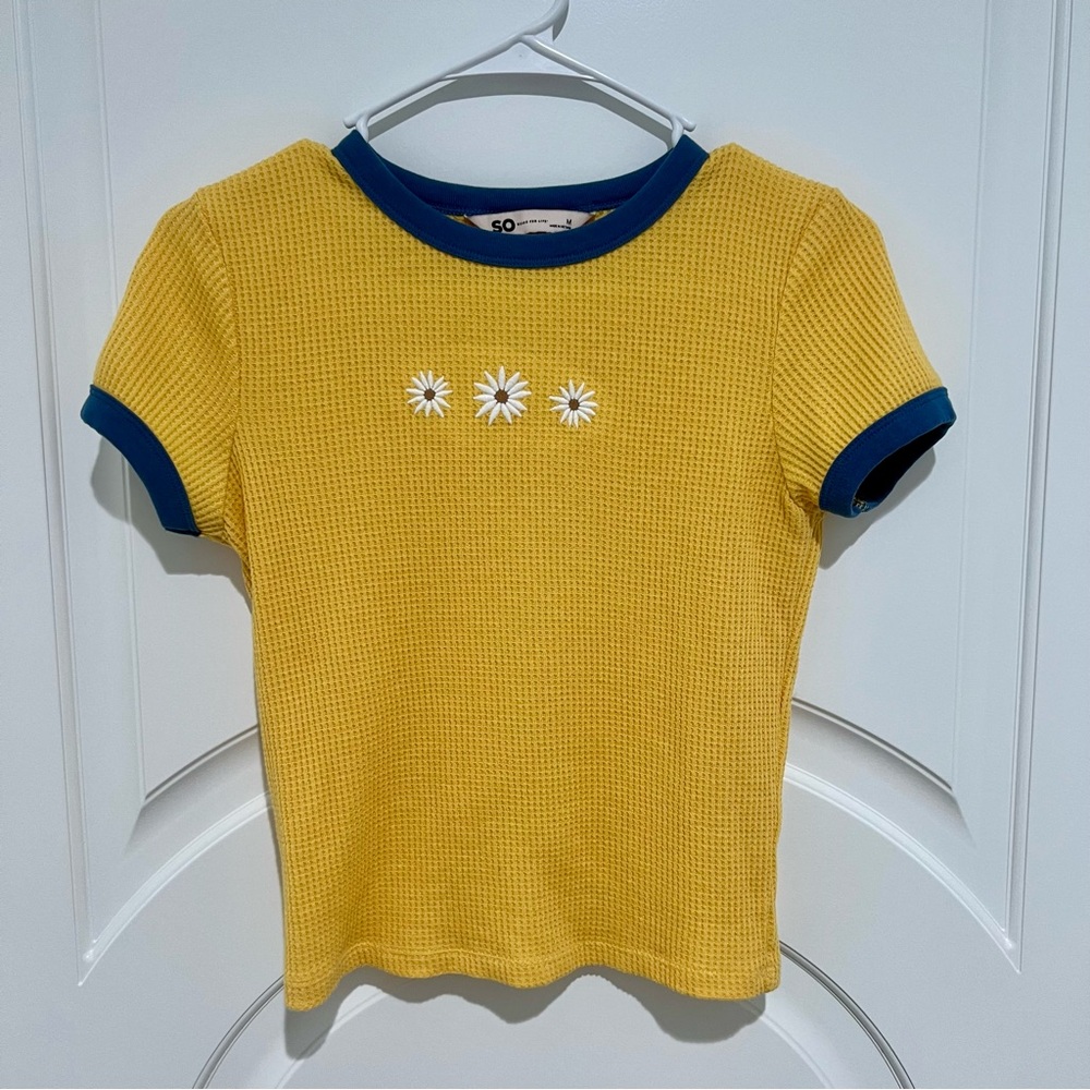 Yellow and Navy crop top